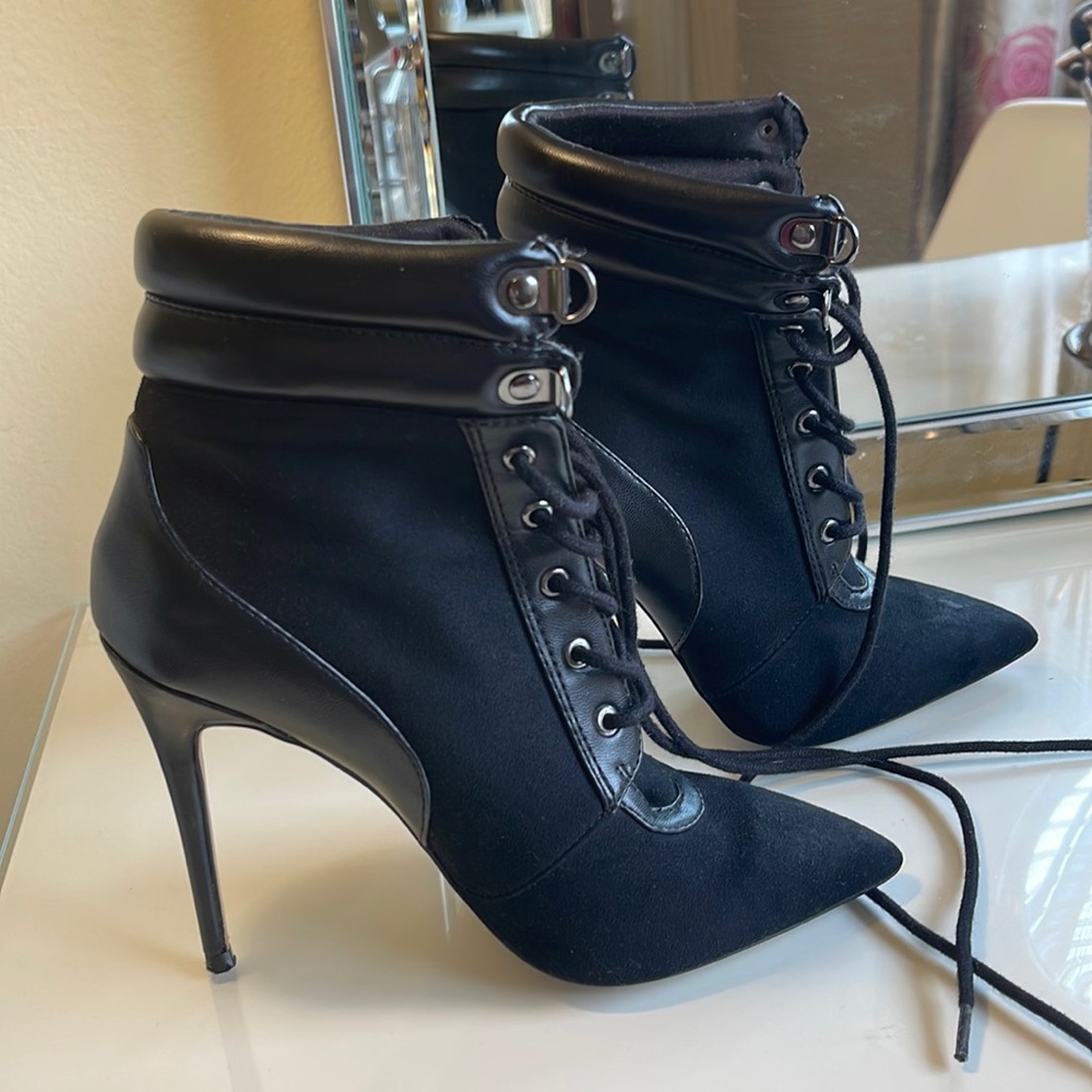 4 inch heel black booties
